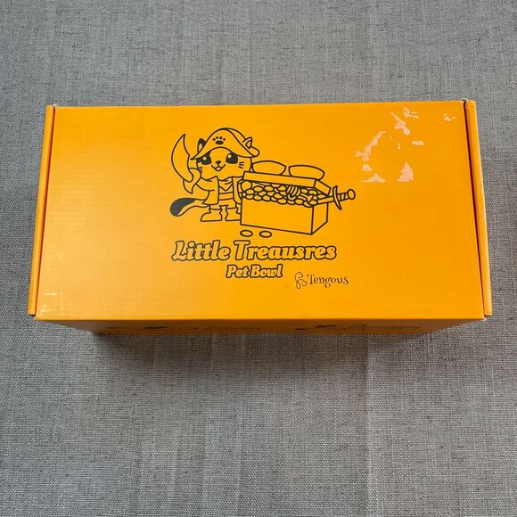 Little Treasures Pet Bowl by Tengous Raised Double Bowl White Plastic w/ Storage - Picture 1 of 9